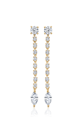 18K Gold Short Rope Diamond Earrings with Marquis Diamond Drop展示图