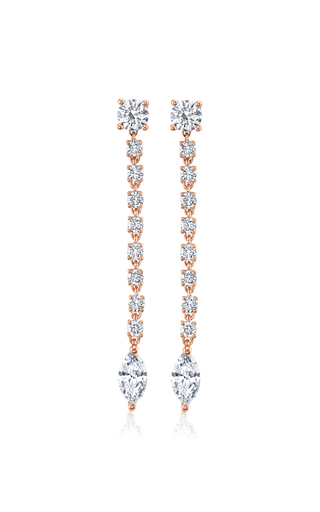 18K Gold Short Rope Diamond Earrings with Marquis Diamond Drop展示图