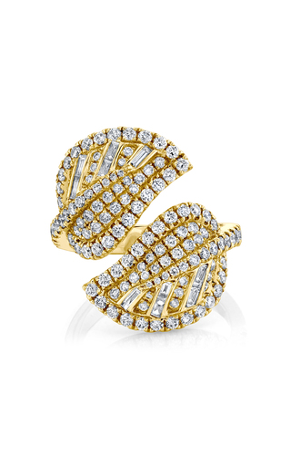 18K Gold  Diamond Cluster Leaf Ring展示图