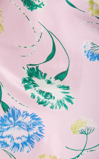 Rose-Detailed Floral Silk Midi Slip Dress展示图