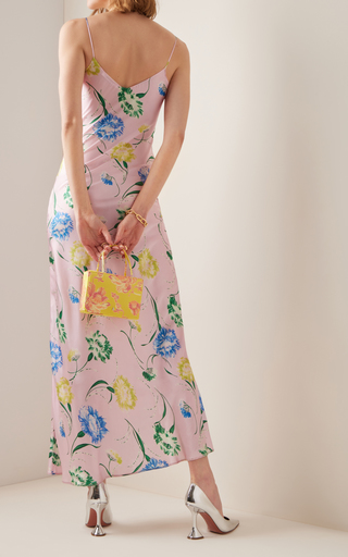 Rose-Detailed Floral Silk Midi Slip Dress展示图