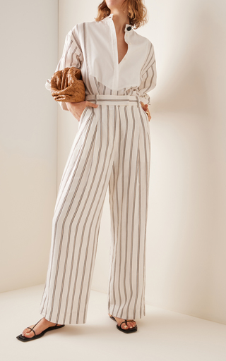 Cymbaria Striped Linen-Blend Wide-Leg Pants展示图