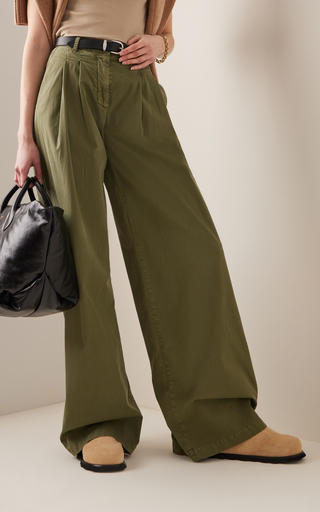 Dillon Pleated Cotton Wide-Leg Pants展示图