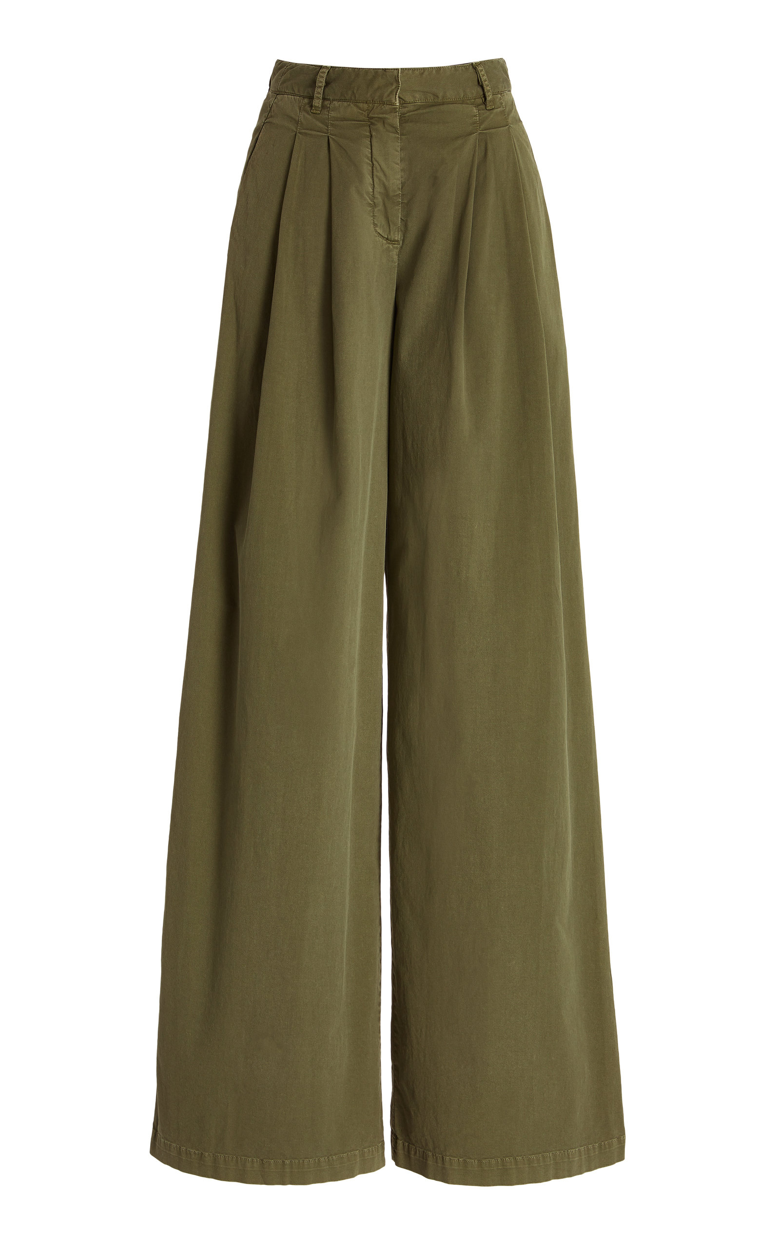 Nili Lotan Women's Dillon Pleated Cotton Wide-leg Pants In Green