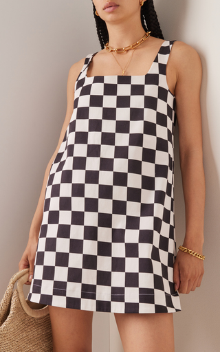 Checked Stretch-Cotton Mini Dress展示图