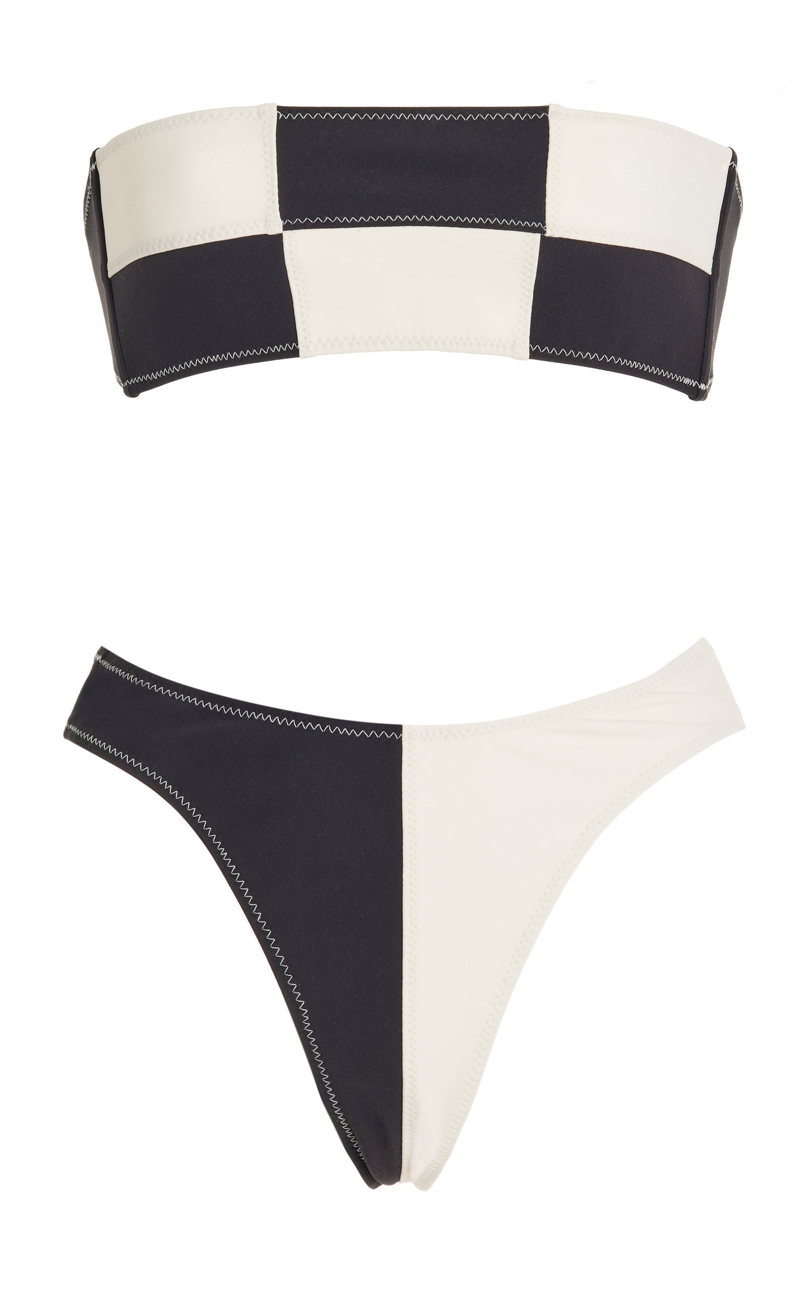 Matthew Bruch Women's Daria Colorblock Bikini In Black,white | ModeSens