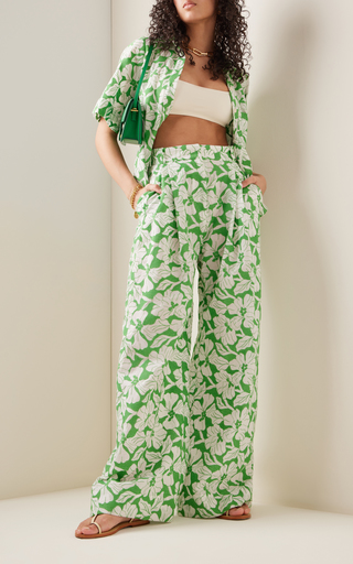 Molly Embroidered Floral Cotton Wide-Leg Pants展示图