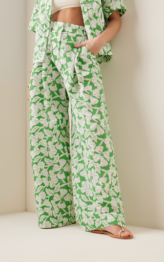 Molly Embroidered Floral Cotton Wide-Leg Pants展示图