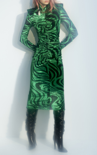 Wavy Velvet Midi Dress展示图