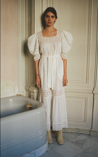 Georgina Eyelet Puff-Sleeve Cotton Maxi Dress展示图