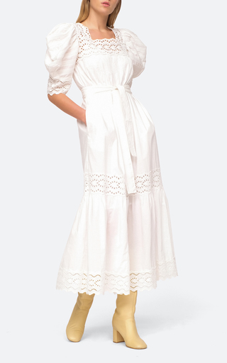 Georgina Eyelet Puff-Sleeve Cotton Maxi Dress展示图