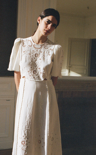 Kiara Embroidered Cotton Midi Dress展示图