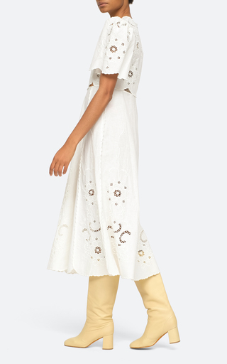 Kiara Embroidered Cotton Midi Dress展示图