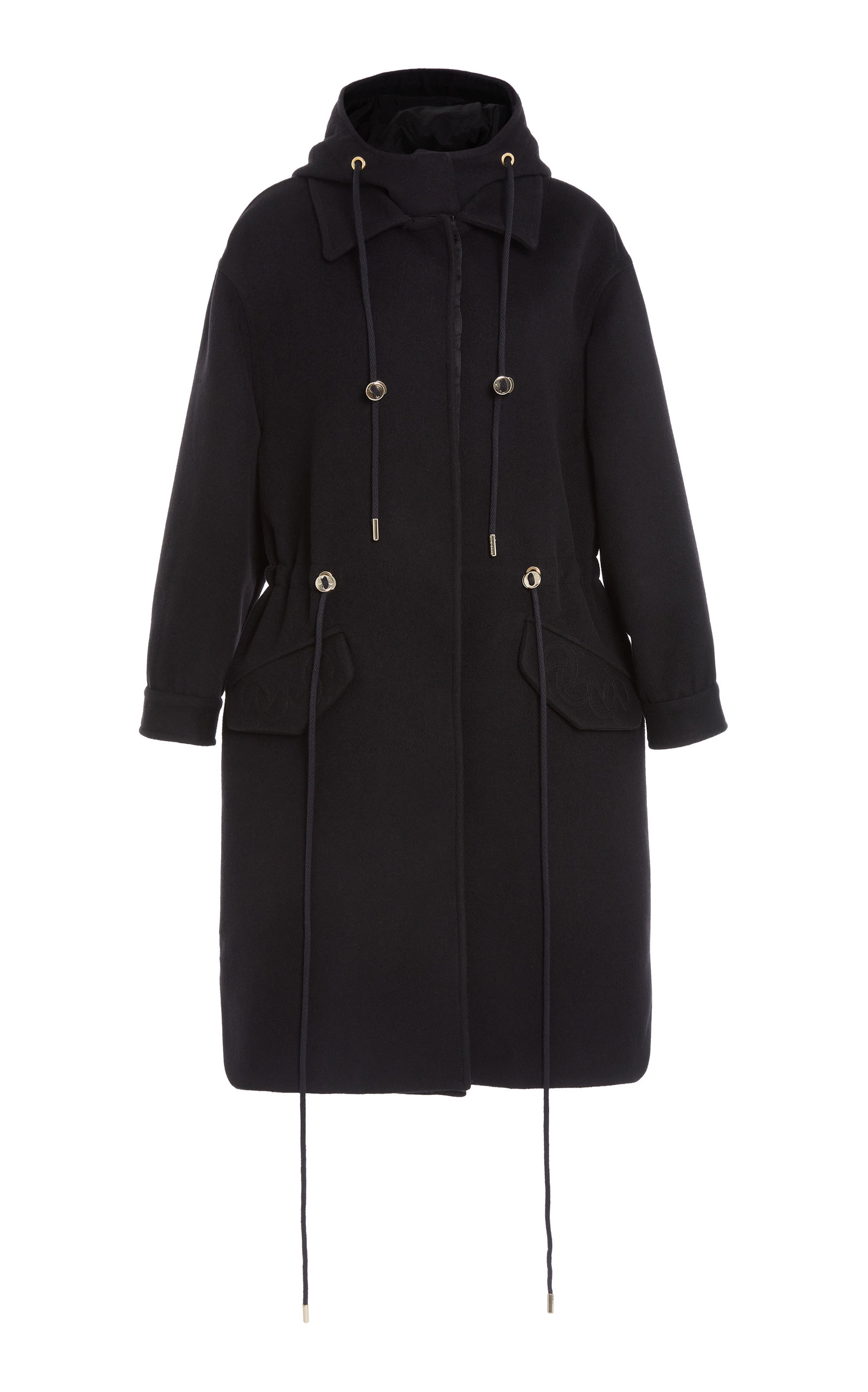 Elie Saab Women's Double Wool Coat In Black | ModeSens