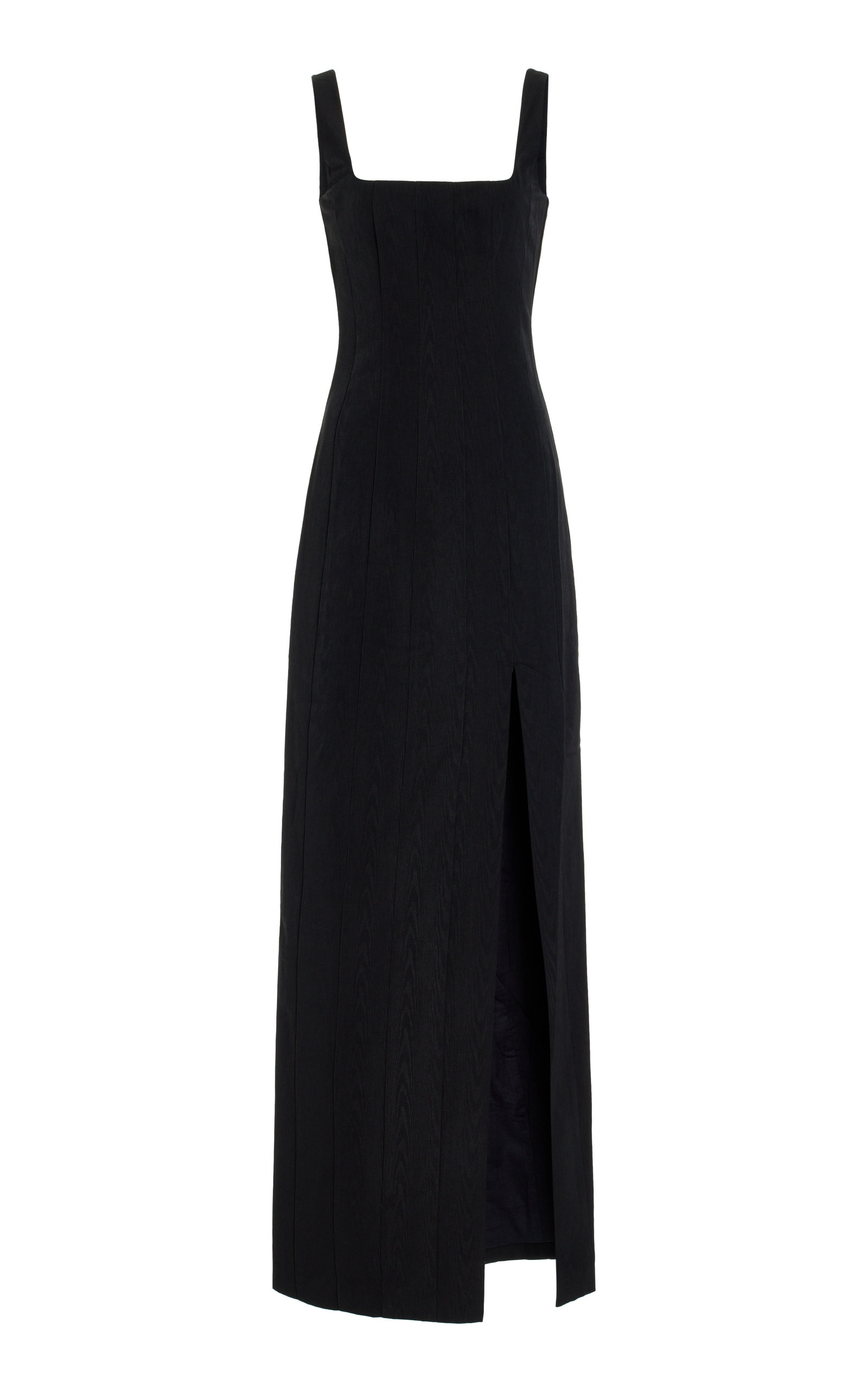 Staud Portrait Square-neck Column Slit Dress In Black,pink | ModeSens