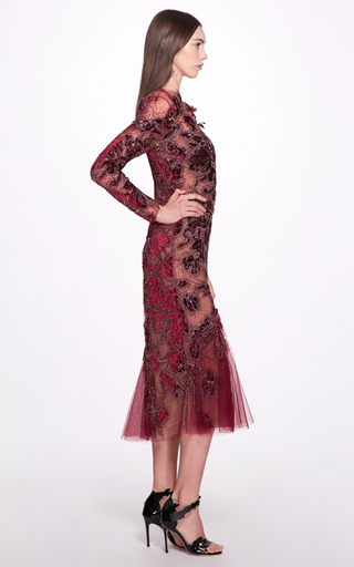 Embroidered Velvet Midi Dress展示图