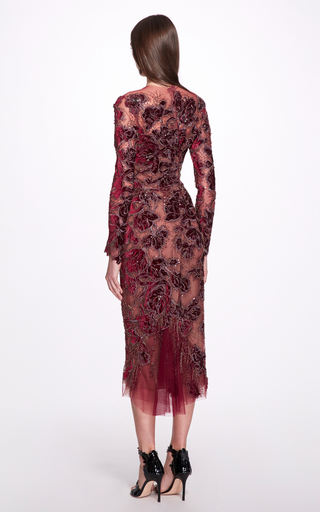 Embroidered Velvet Midi Dress展示图