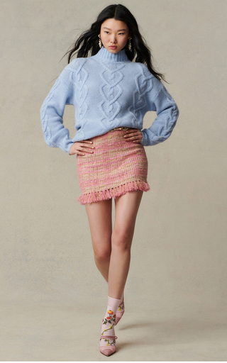 Balsam Fringed Tweed Mini Skirt展示图