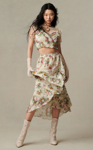 Viva Floral-Print Cotton Midi Skirt展示图