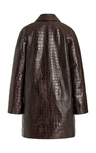 Balmacaan Croc-Embossed Leather Jacket展示图