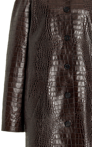 Balmacaan Croc-Embossed Leather Jacket展示图