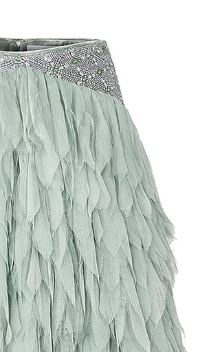 Crystal-Embellished Silk Chiffon Lazer Cut Maxi Skirt展示图