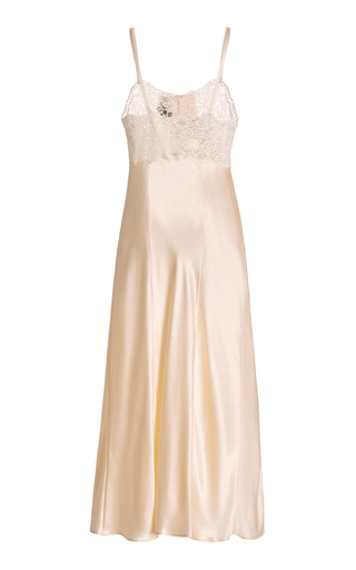 Silk Satin And Lace Maxi Slip Dress展示图