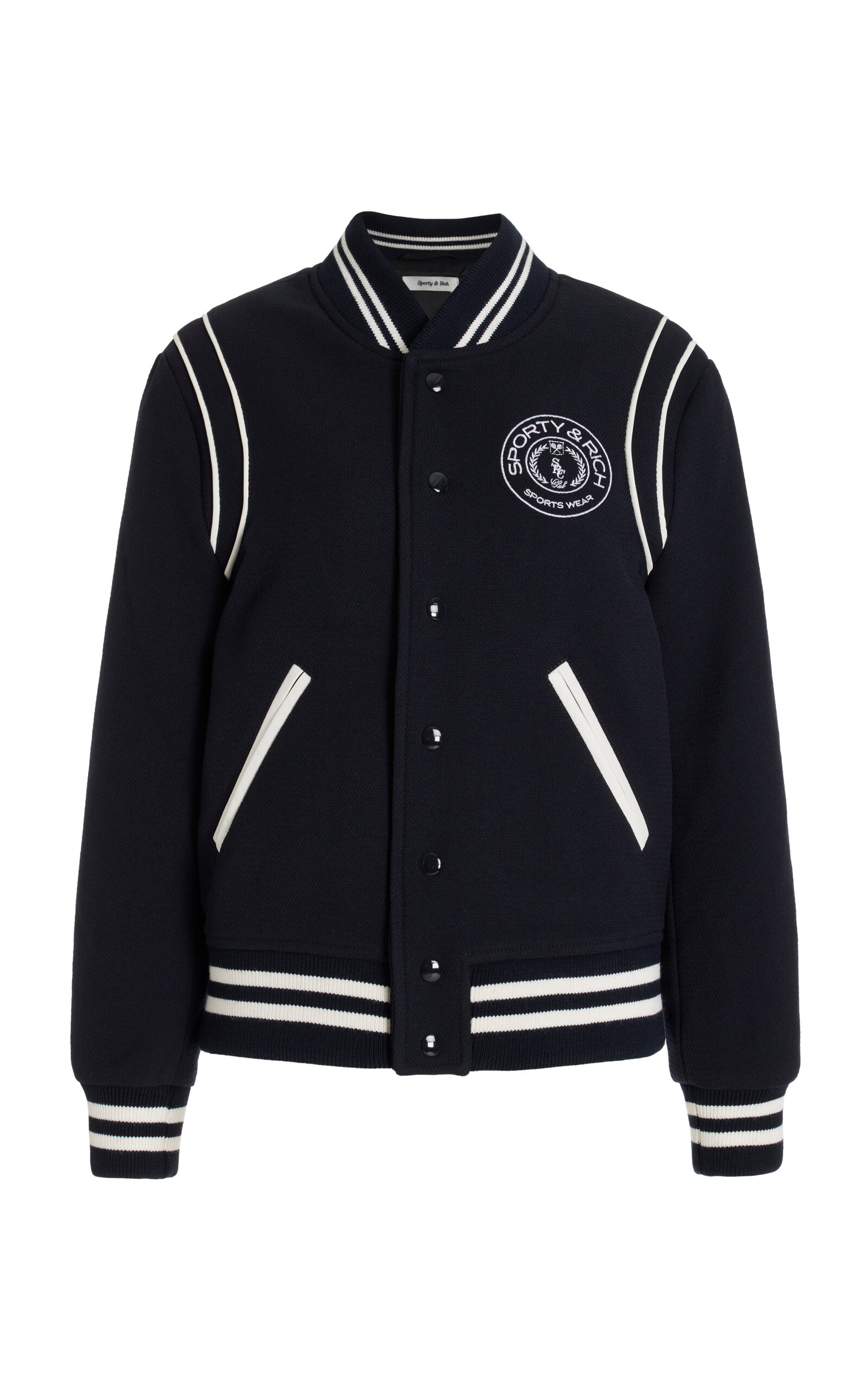 Sporty And Rich Connecticut Logo-embroidered Wool-blend Varsity Jacket ...