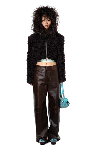 Mizar Feather-Trimmed Shearling Bomber Jacket展示图