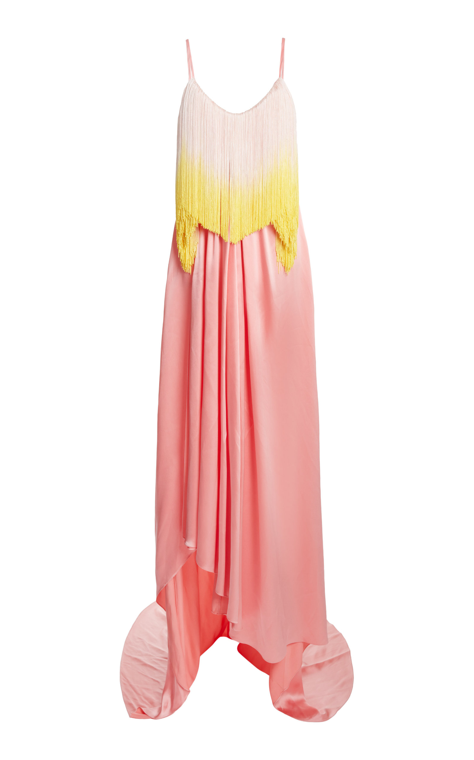 Diamond Bra Fringed Satin Gown