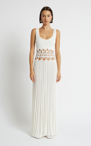 Pleated Crochet Cotton-Blend Maxi Dress展示图