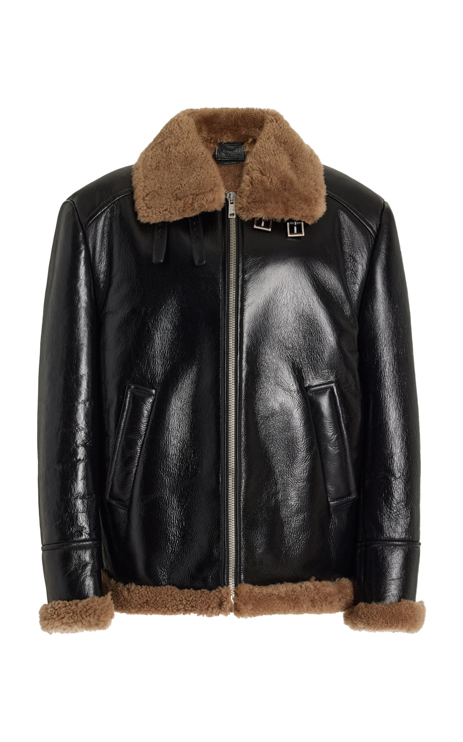 Shearling Leather Bomber Jacket