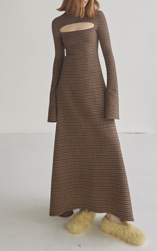 Gingham Cutout Maxi Dress展示图