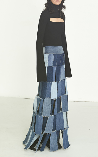 Rectangle-Panel Upcycled Denim Maxi Skirt展示图