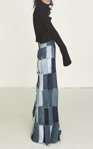 Rectangle-Panel Upcycled Denim Maxi Skirt展示图