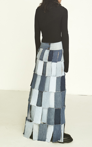 Rectangle-Panel Upcycled Denim Maxi Skirt展示图