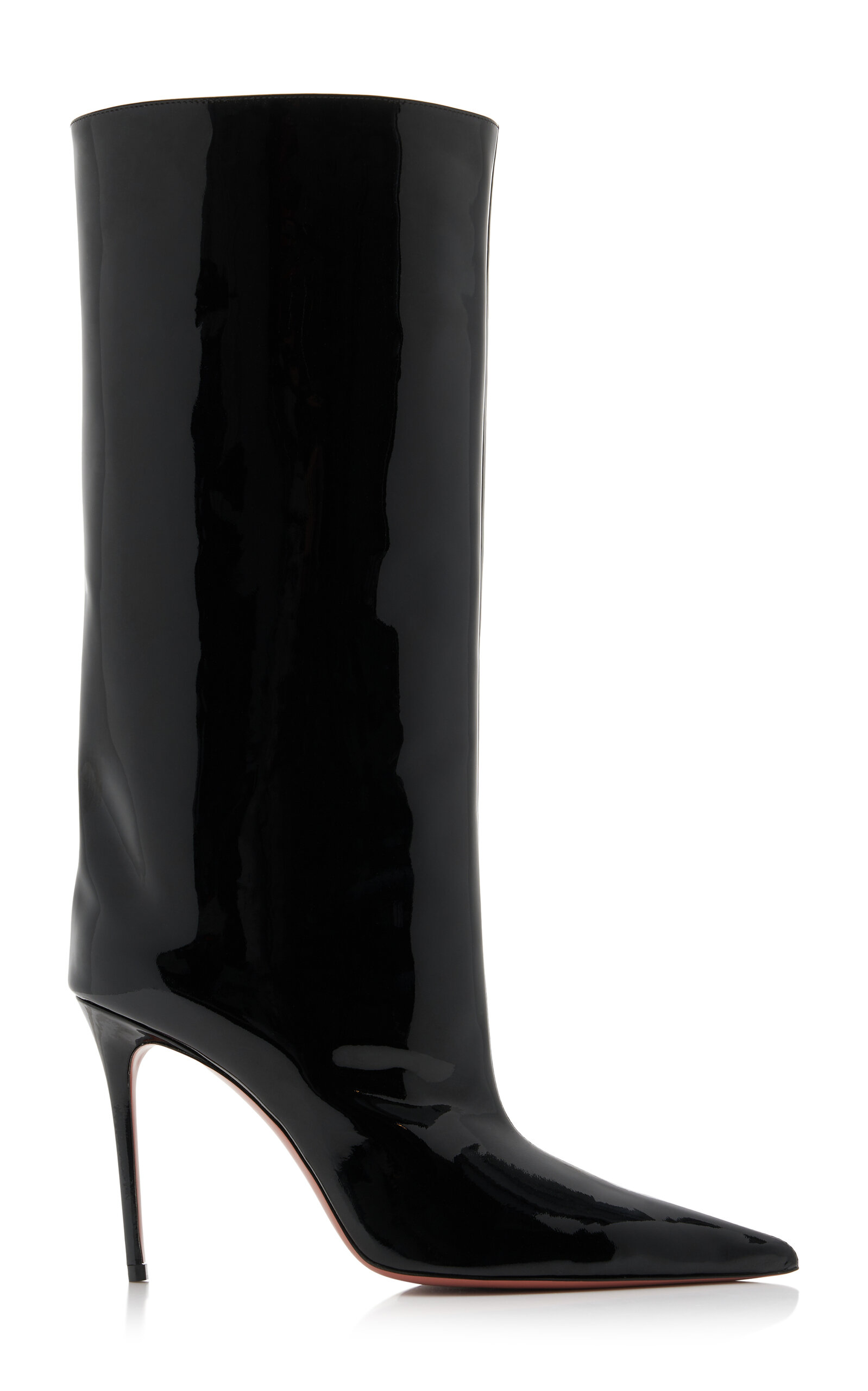 Amina Muaddi Fiona Patent Leather Knee-high Boots In Black | ModeSens