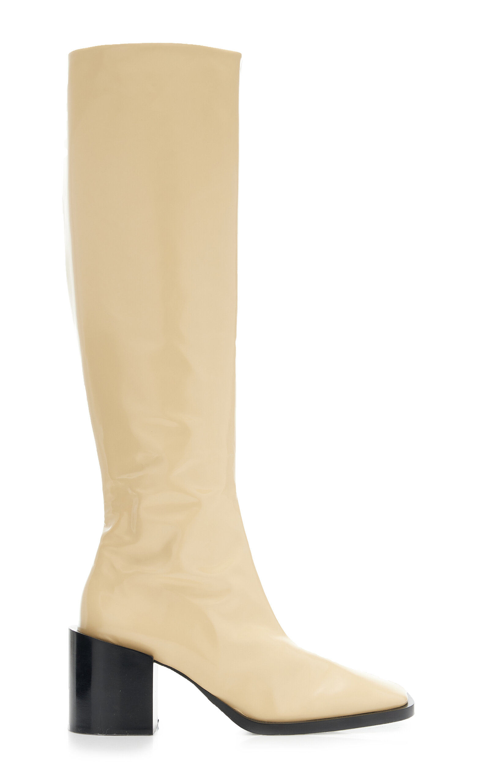 Jil Sander Abrasivato Leather Knee Boots In Neutral