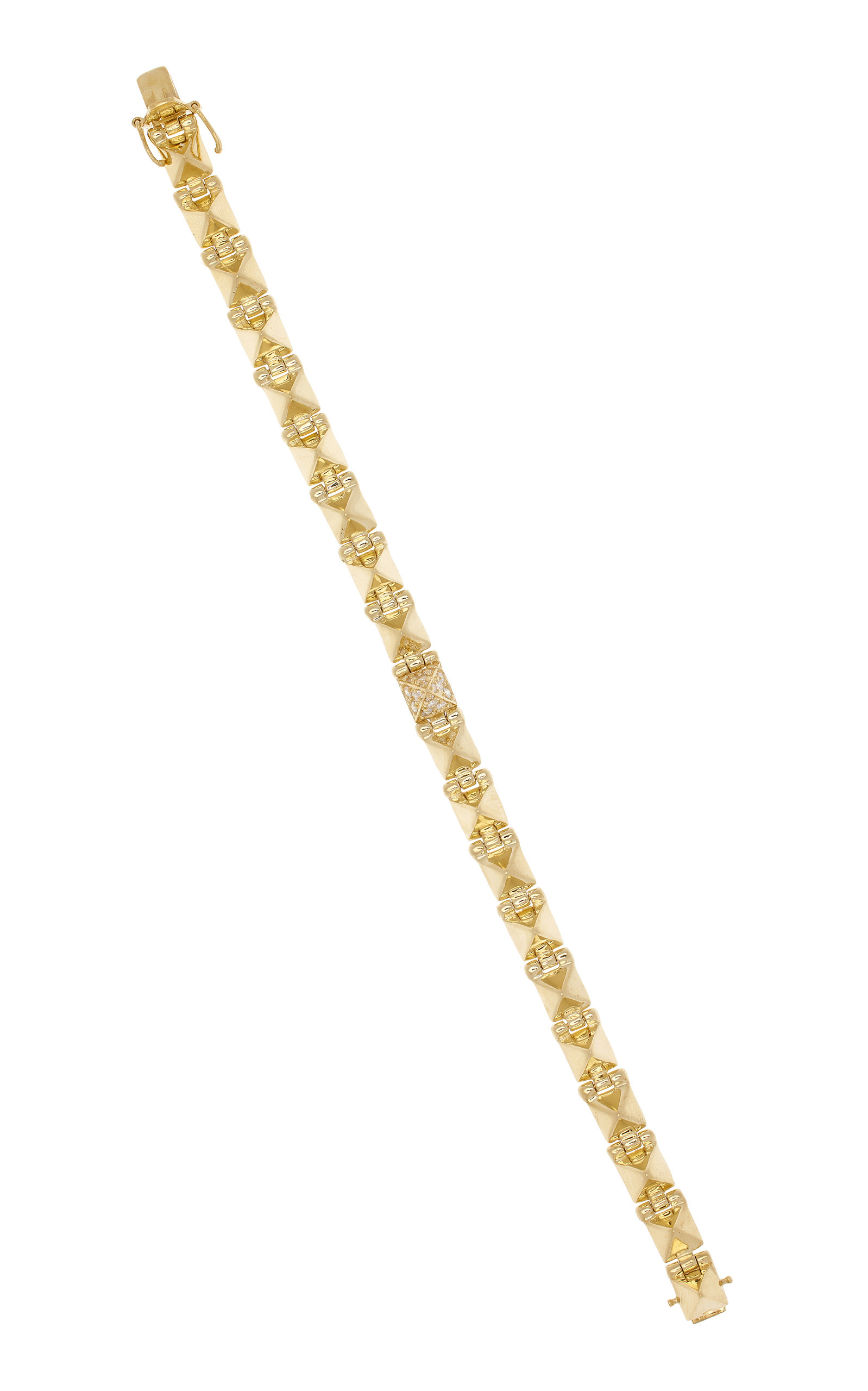 Small Spike 18K Yellow Gold Diamond Bracelet