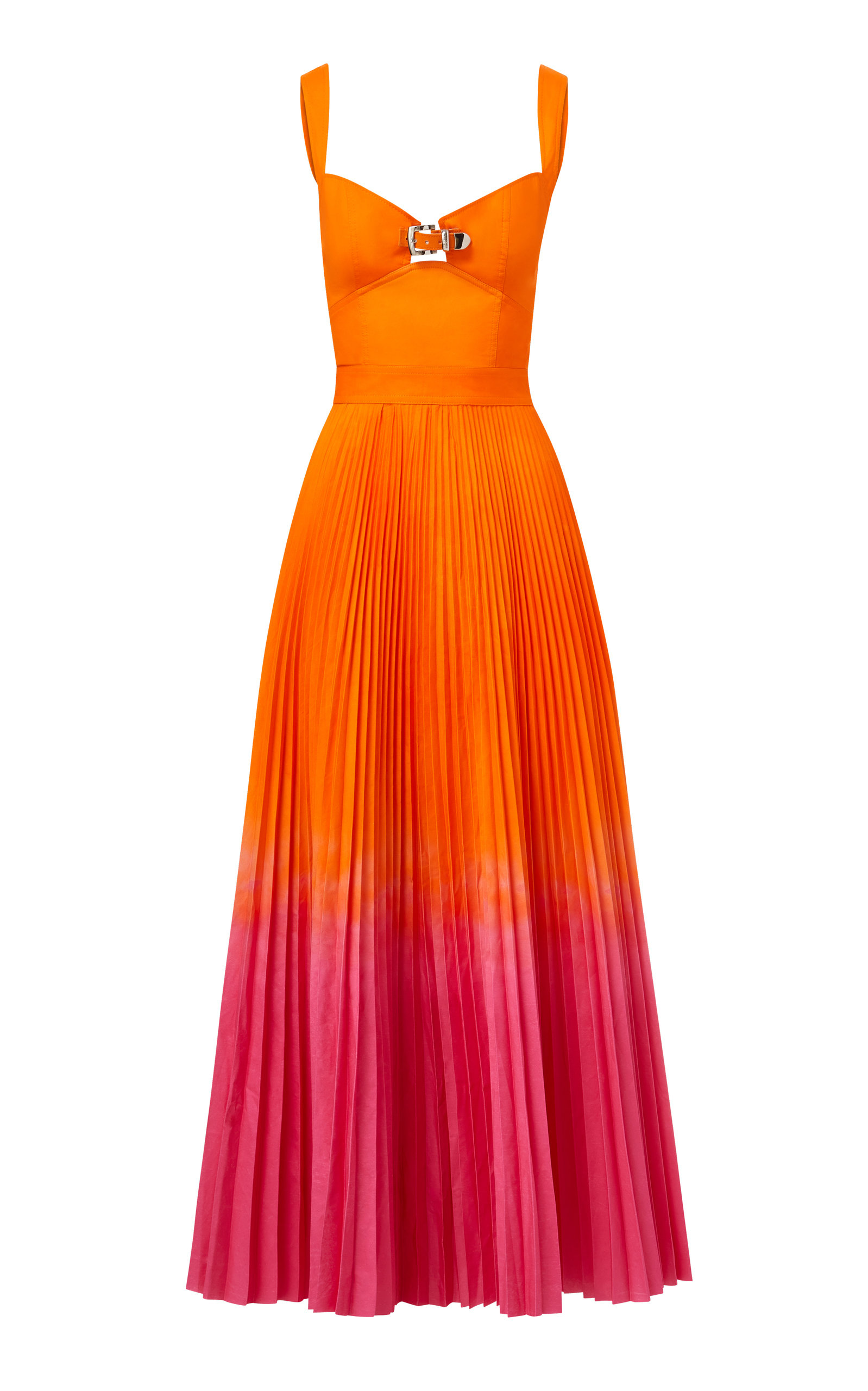 Brandon Maxwell Women's Pleated Poplin Midi Dress In Multi | ModeSens