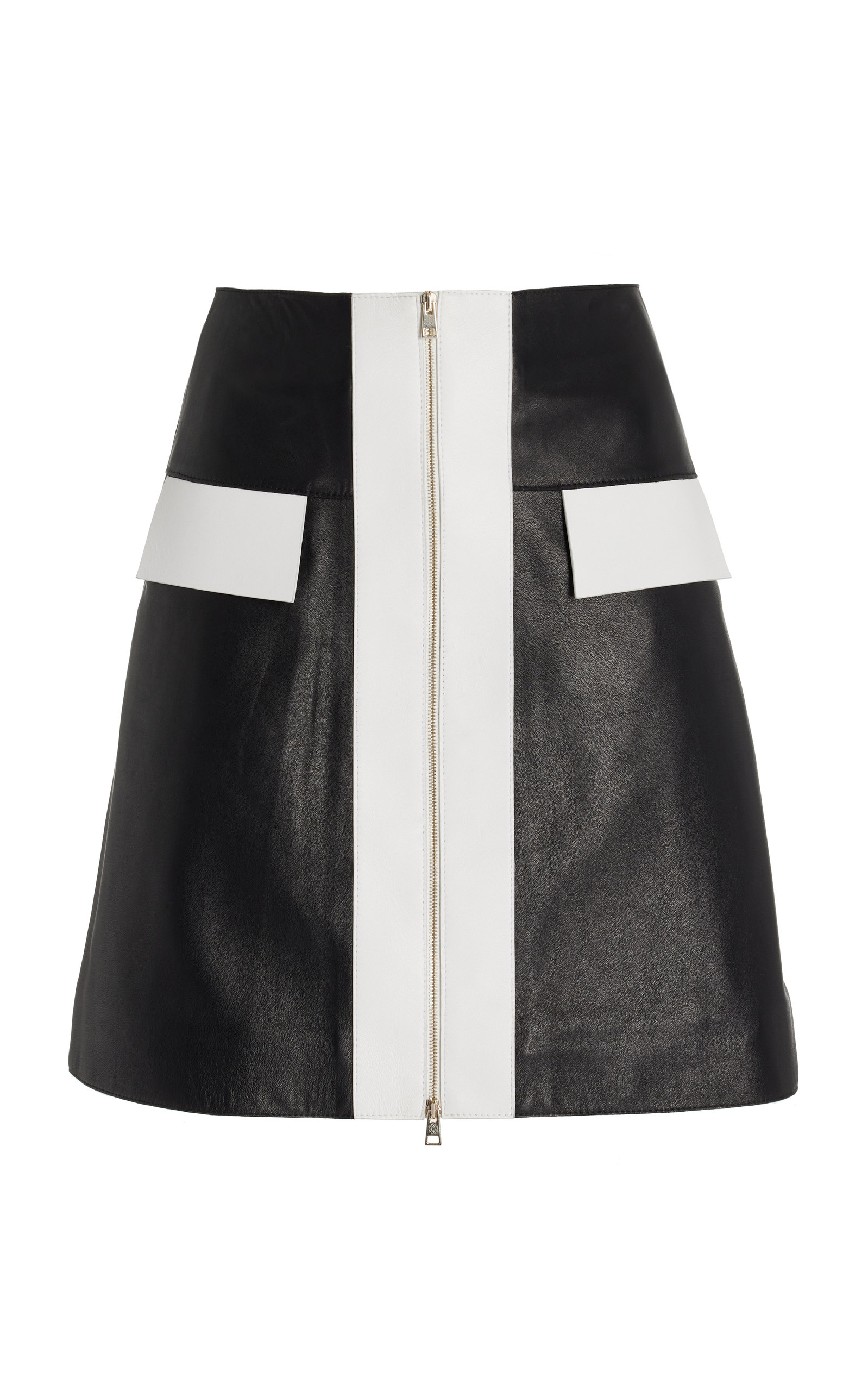 Elie Saab Women's Leather Short Skirt In Black,white ModeSens