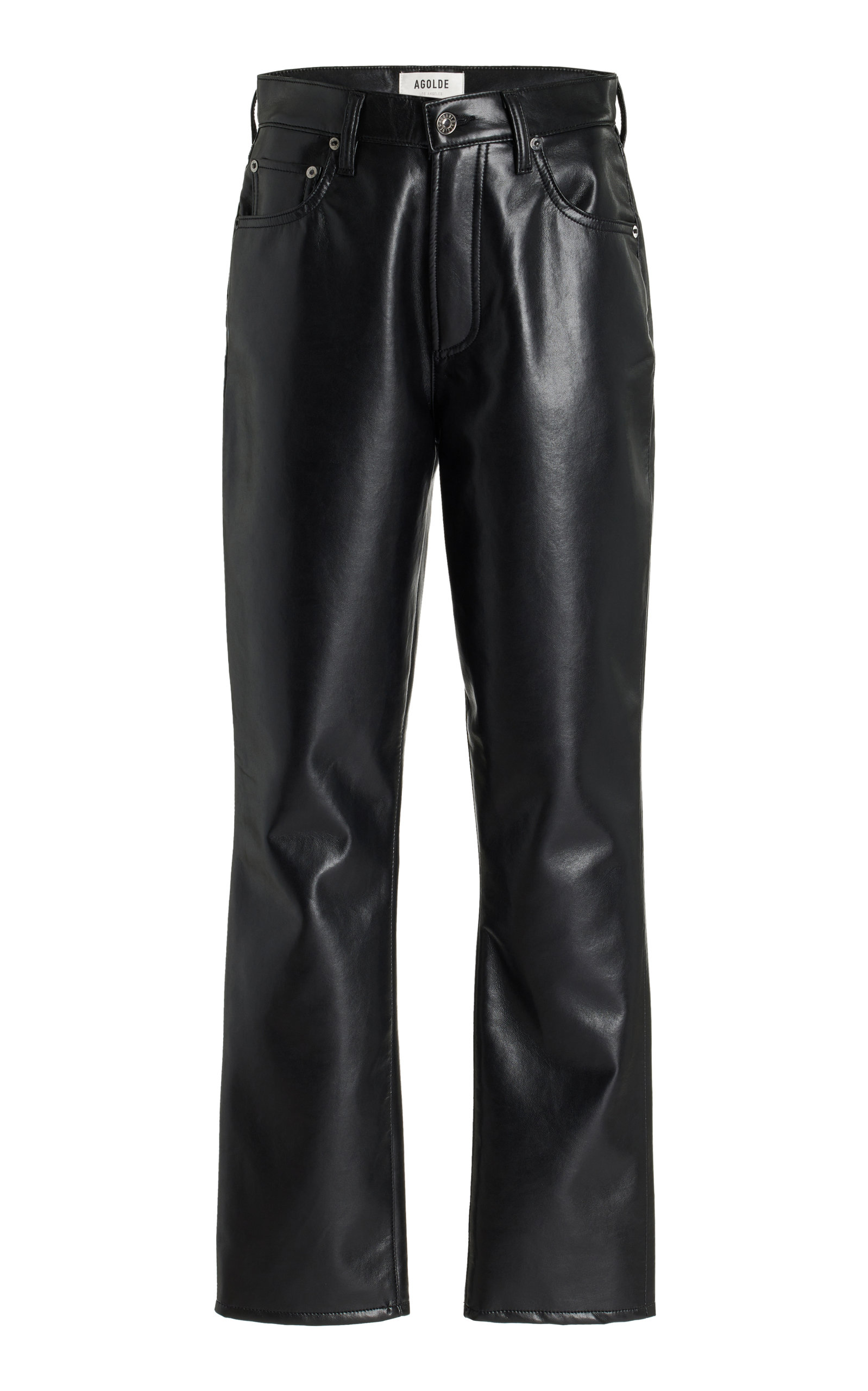 Agolde Women's Riley High-Rise Leather Straight-Leg Pants