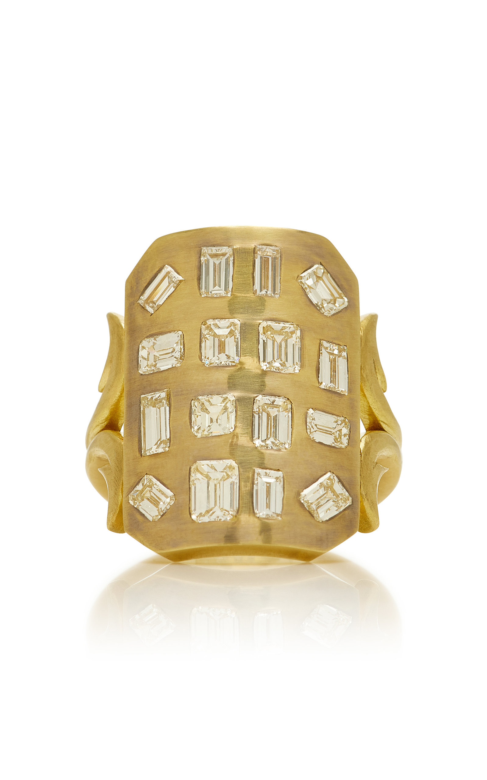 Short Ten Table 18K Yellow Gold Diamond Ring