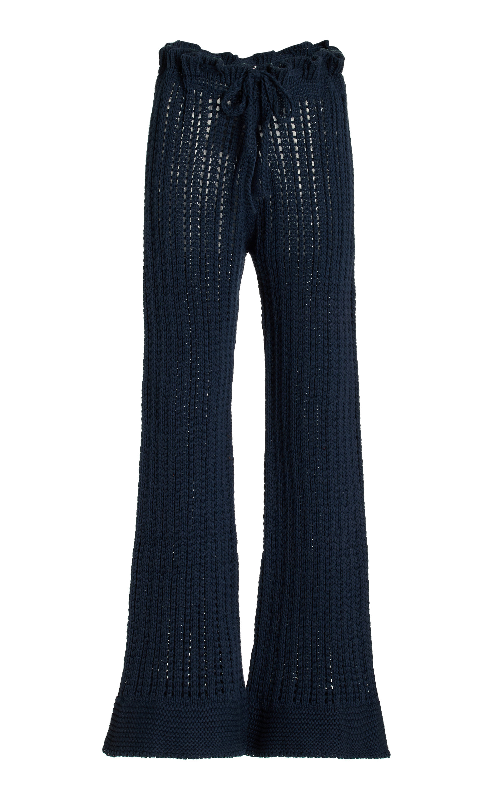 Savannah Morrow Oak Crocheted Cotton Trousers In Navy