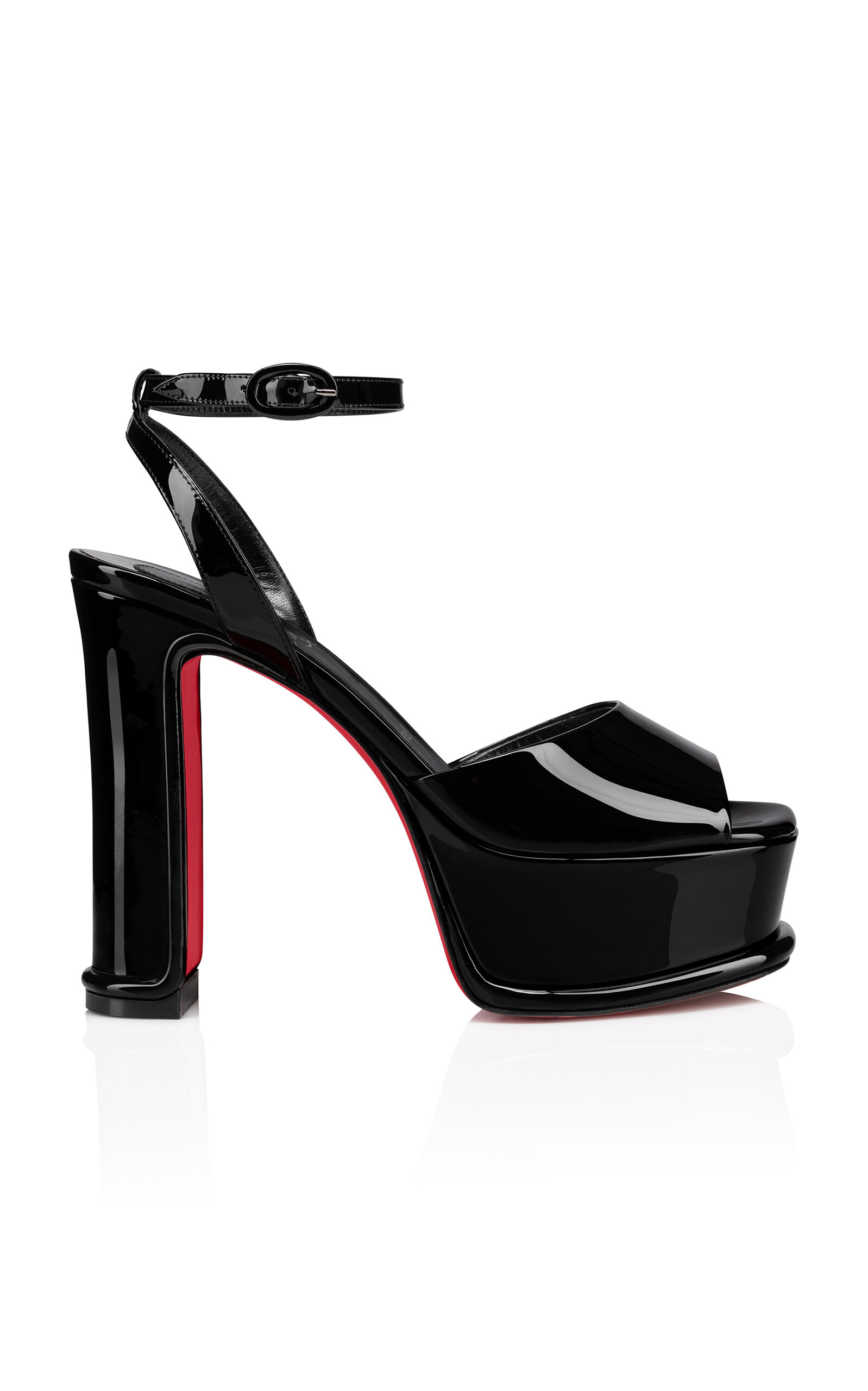 Shop Christian Louboutin Amali Alta 130mm Patent Leather Platform Sandals In Black