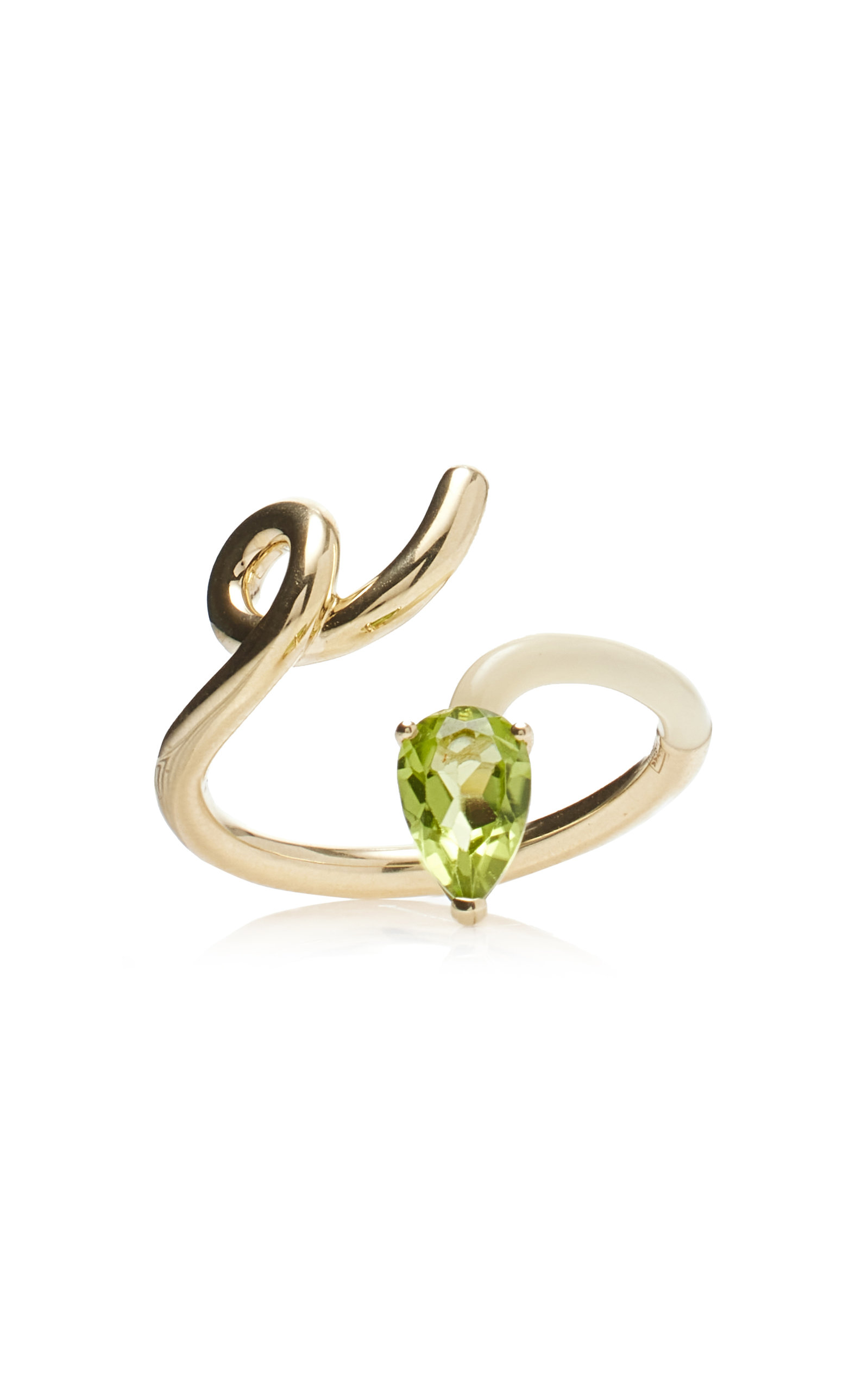 Half 9K Peridot; And Enamel Ring