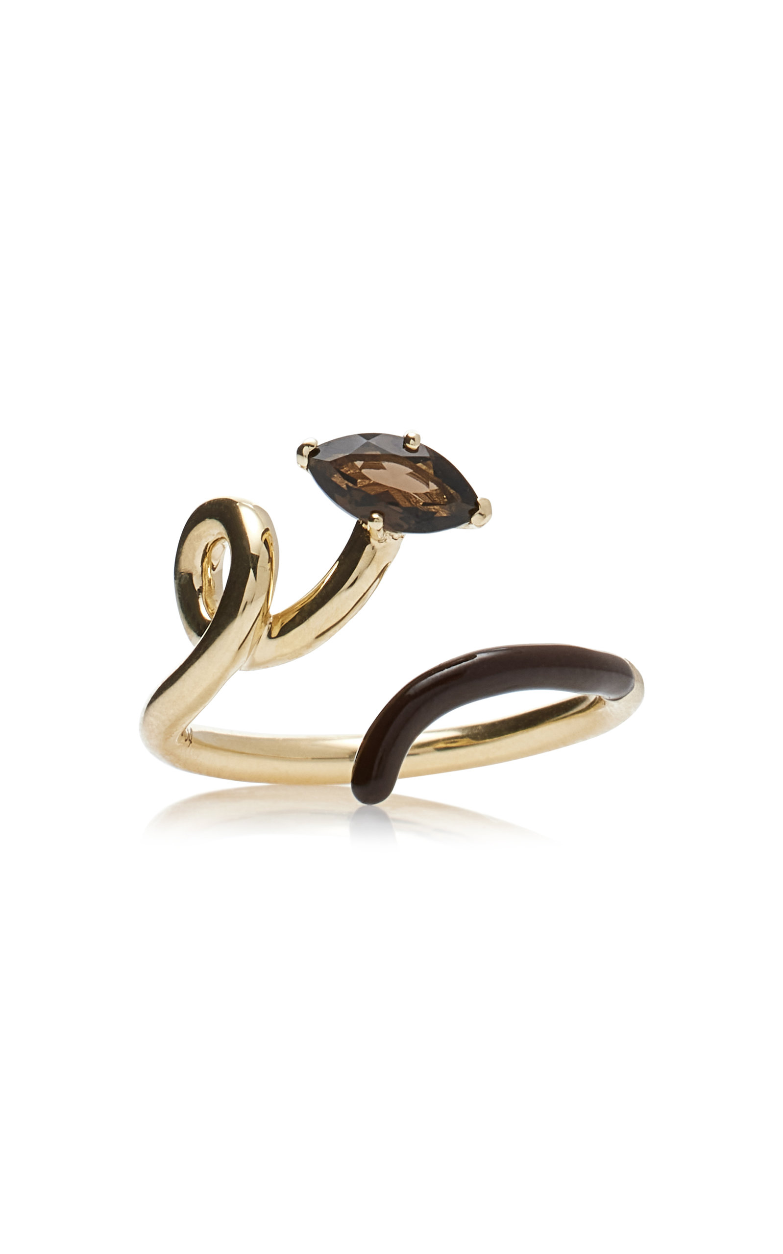 Half 9K Gold; Quartz; And Enamel Ring