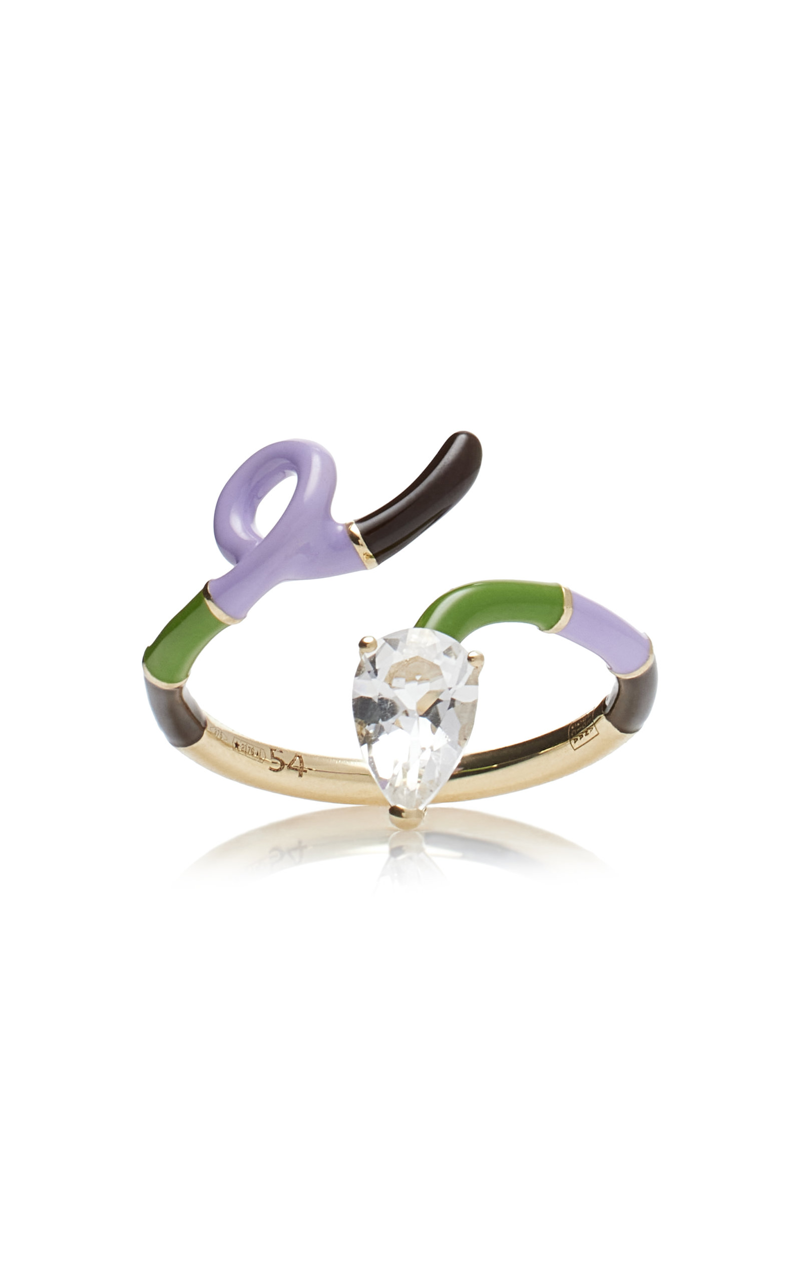 9K Gold; Crystal; And Enamel Ring