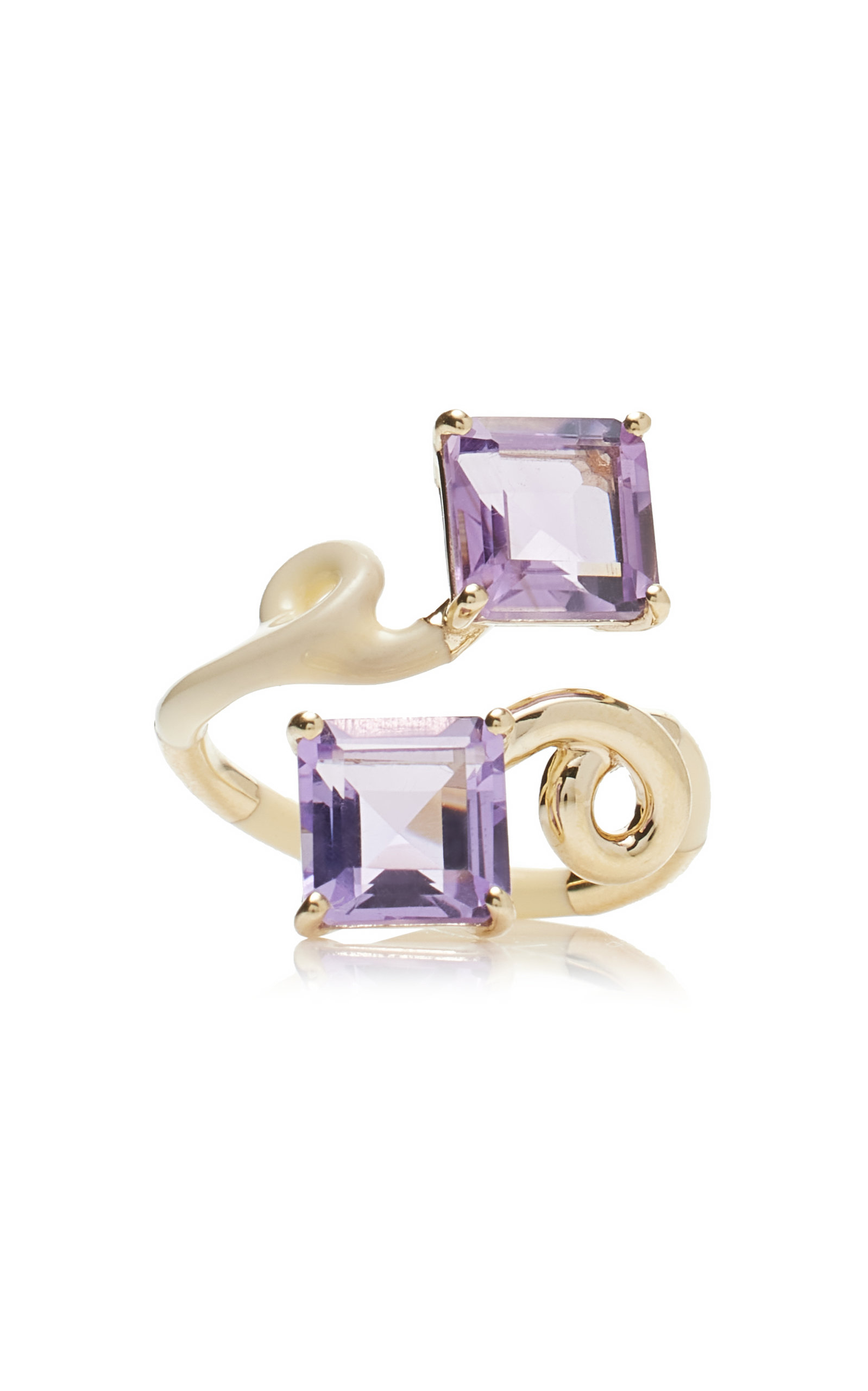 9K Gold; Amethyst; And Enamel Ring