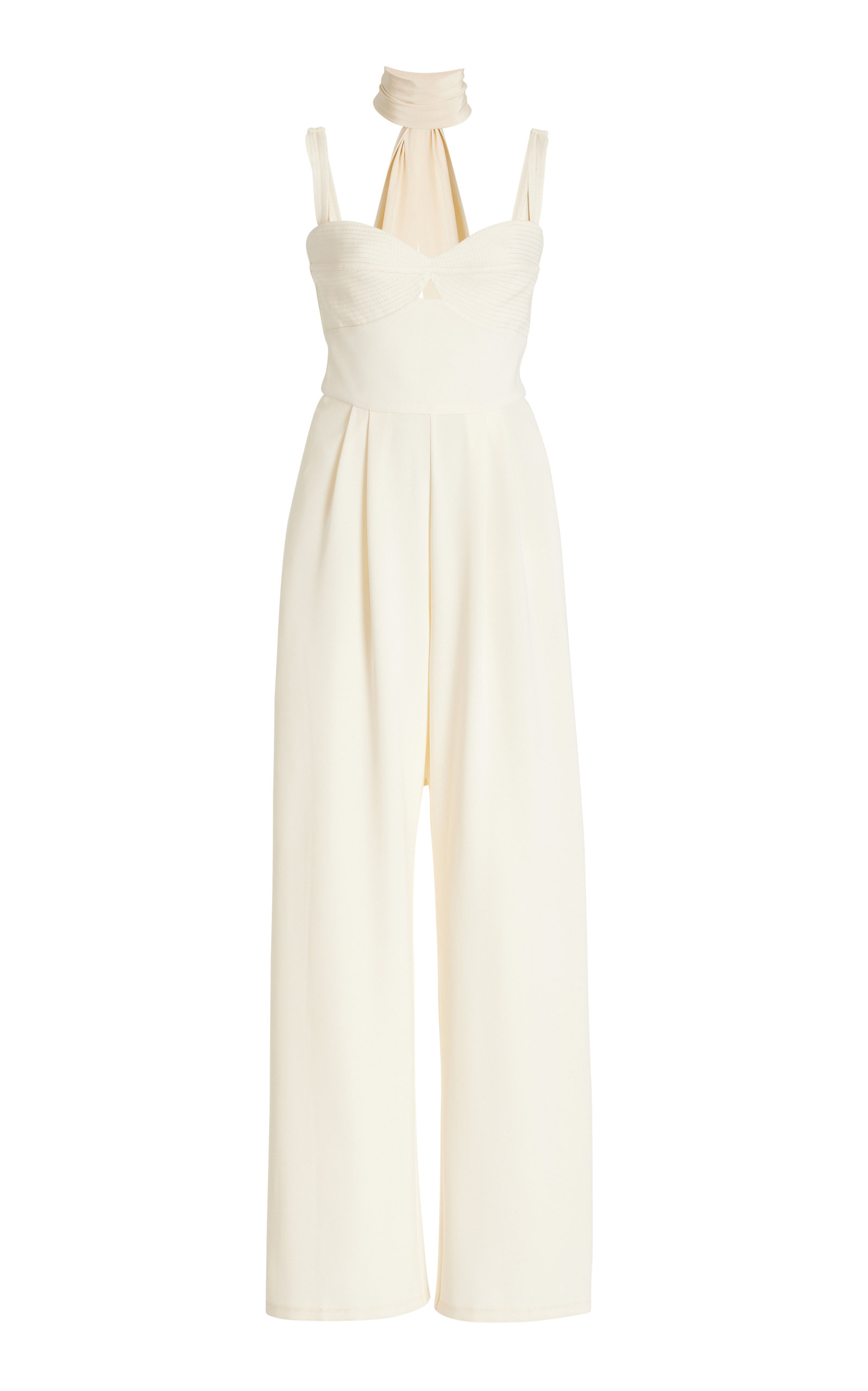 Johanna Ortiz Exclusive Tie-neck Crepe Jumpsuit In Neutral